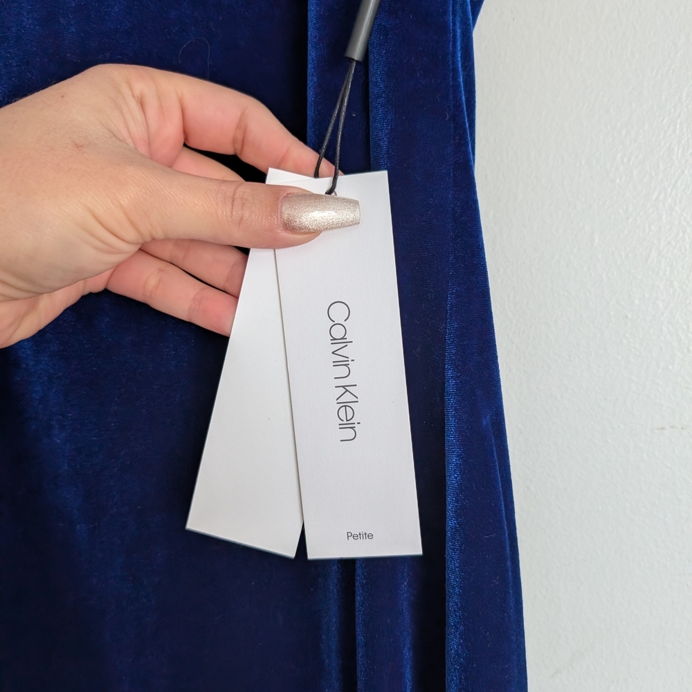 NWT Calvin Klein Royal Blue Velvet Dress - Picture 6 of 6